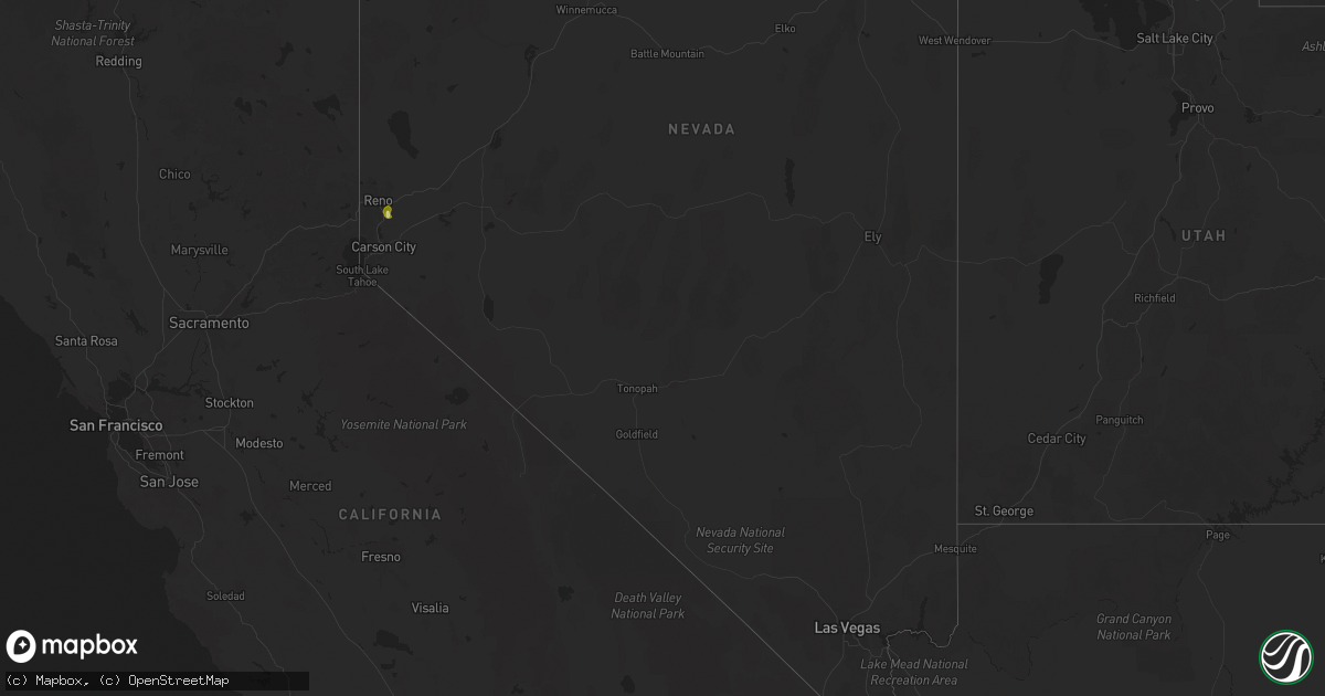 Hail map in Nevada on July 29, 2025