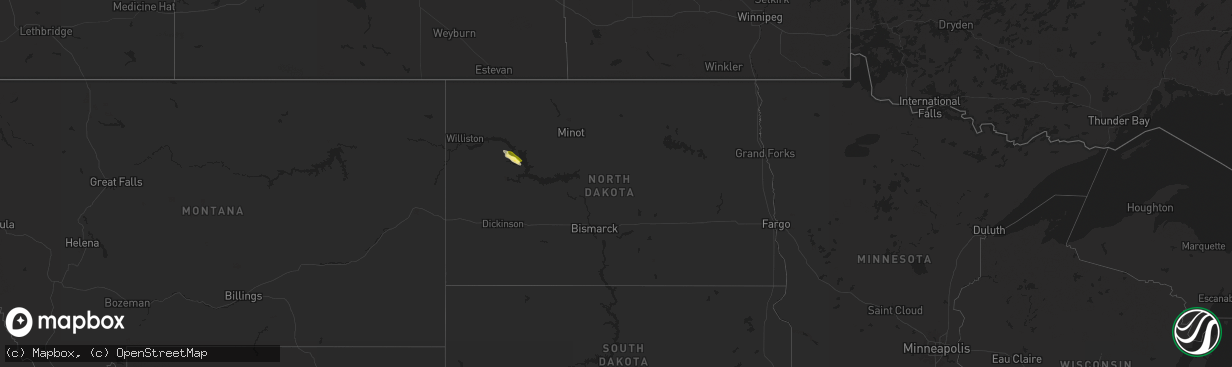 Hail map in North Dakota on July 29, 2025