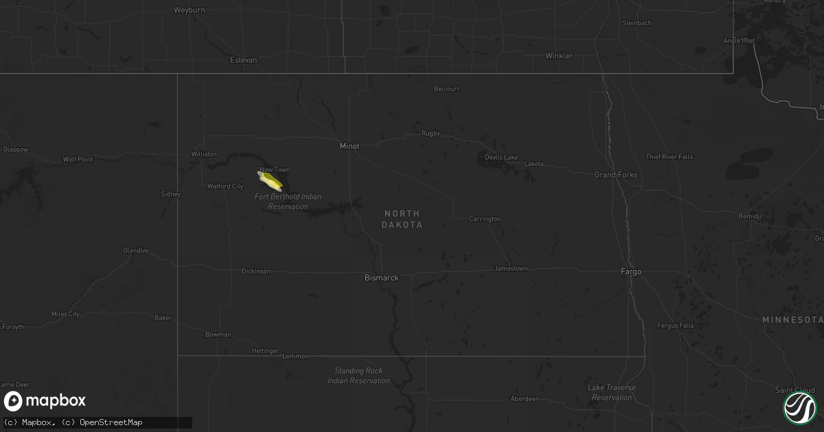 Hail map in North Dakota on July 29, 2025