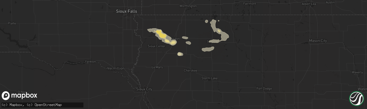 Hail map in Paullina, IA on July 29, 2025