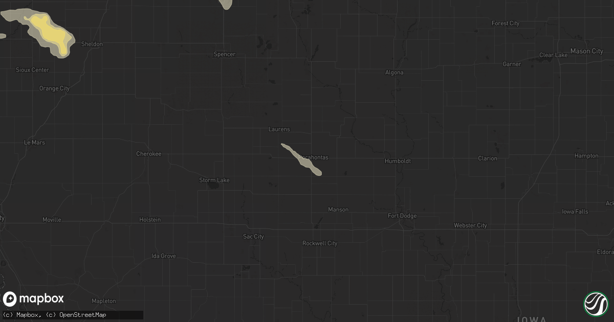 Hail map in Pocahontas, IA on July 29, 2025