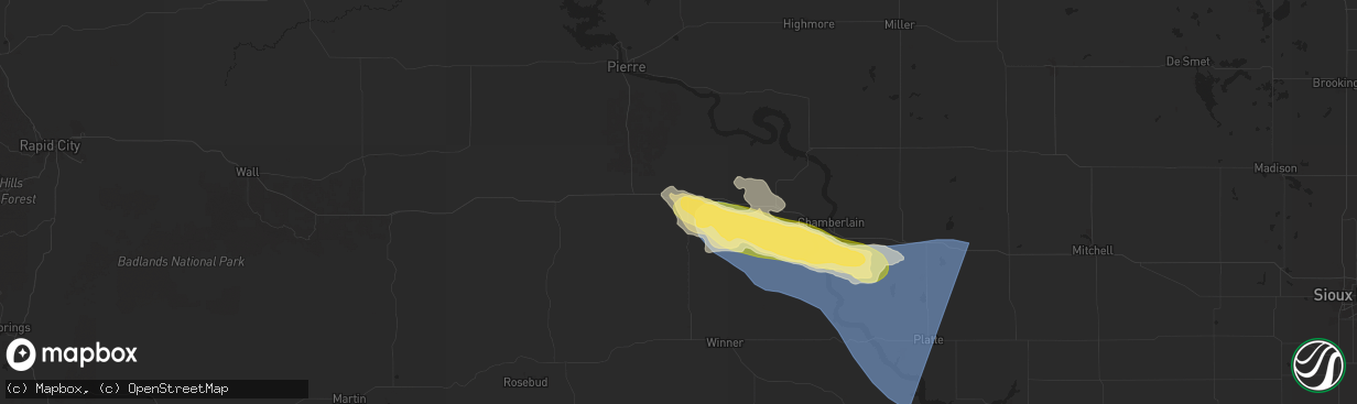 Hail map in Presho, SD on July 29, 2025