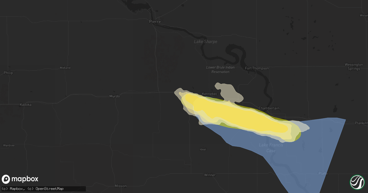 Hail map in Presho, SD on July 29, 2025