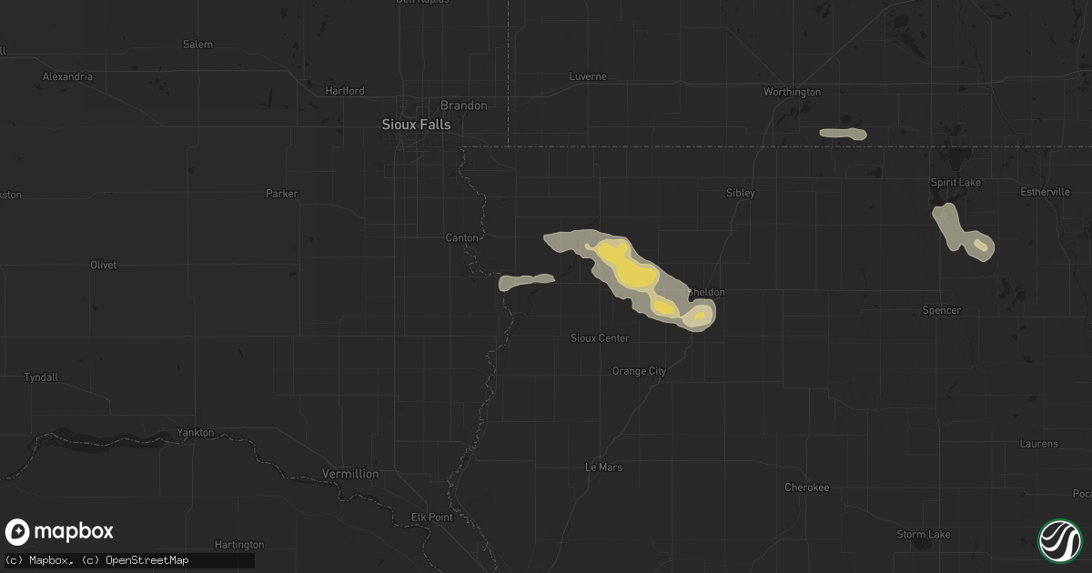 Hail map in Rock Valley, IA on July 29, 2025
