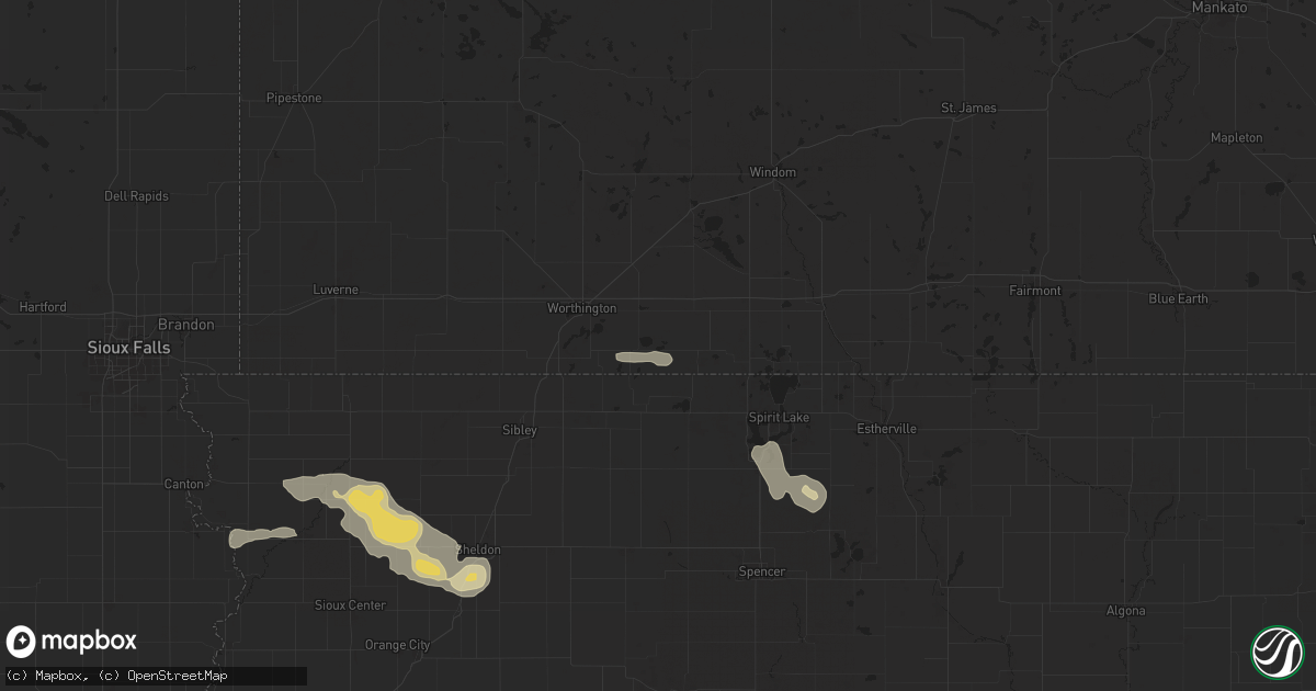 Hail map in Round Lake, MN on July 29, 2025