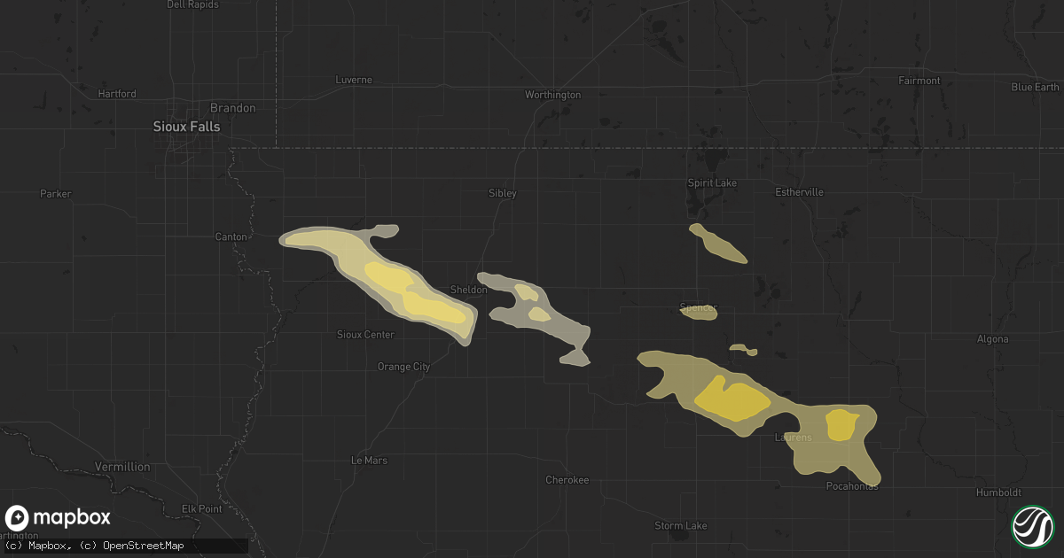 Hail map in Sanborn, IA on July 29, 2025