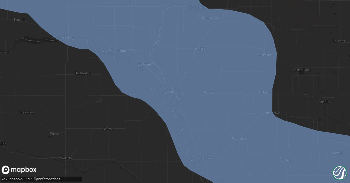 Hail map in Sioux City, IA on July 29, 2025
