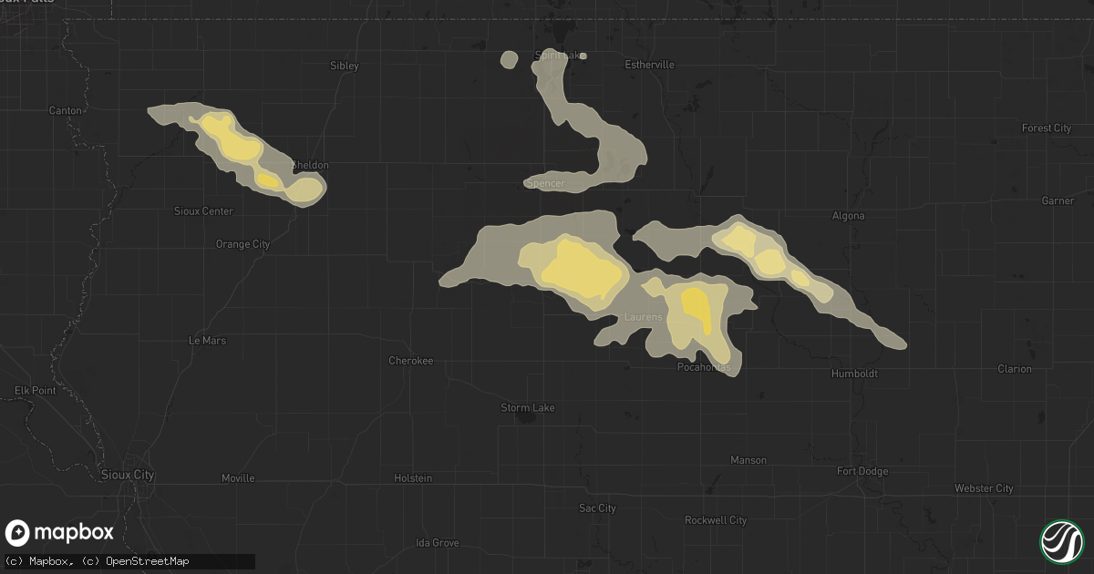 Hail map in Sioux Rapids, IA on July 29, 2025