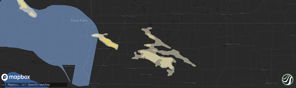 Hail map in Spencer, IA on July 29, 2025