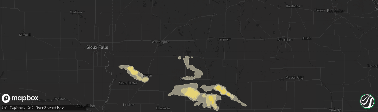 Hail map in Spirit Lake, IA on July 29, 2025
