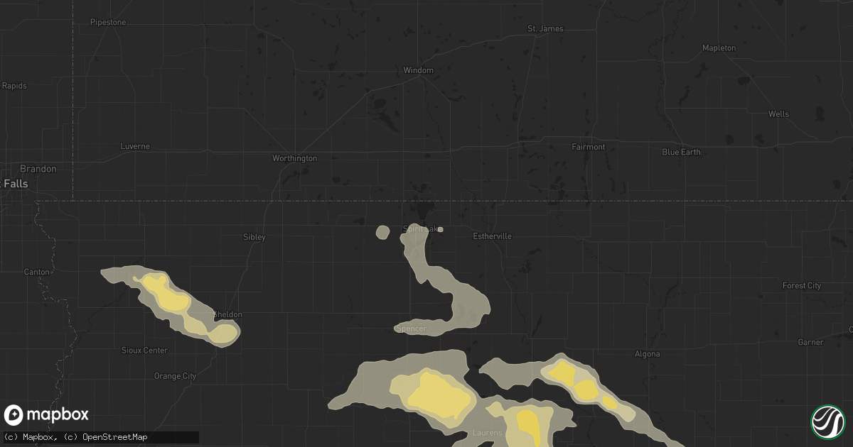 Hail map in Spirit Lake, IA on July 29, 2025