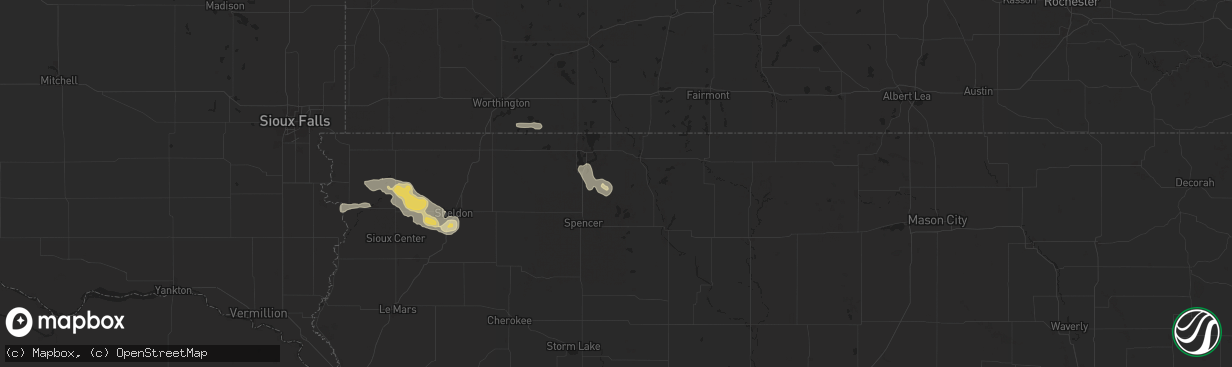 Hail map in Terril, IA on July 29, 2025
