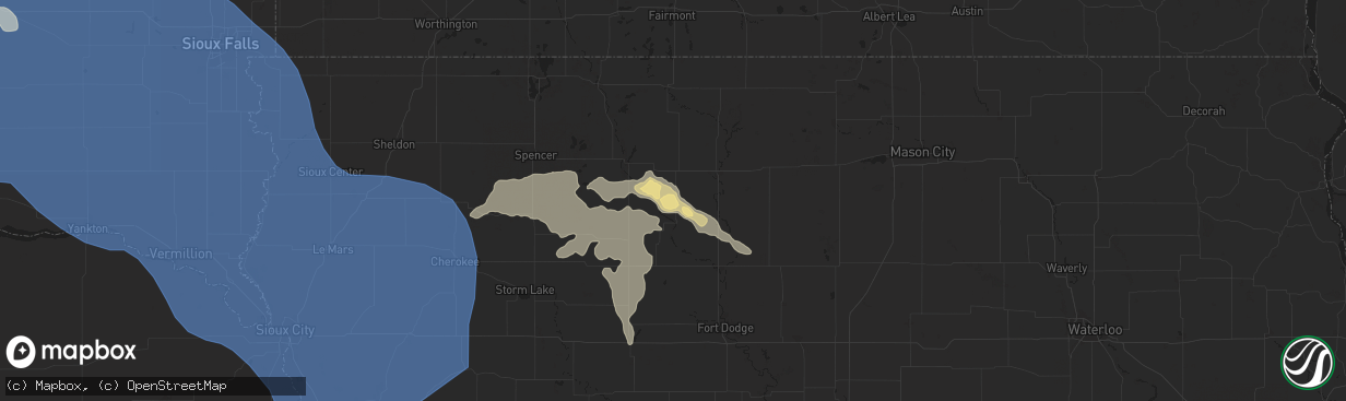 Hail map in West Bend, IA on July 29, 2025