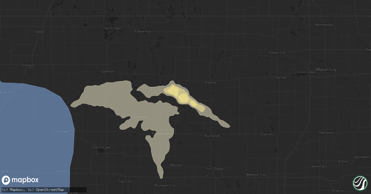 Hail map in West Bend, IA on July 29, 2025