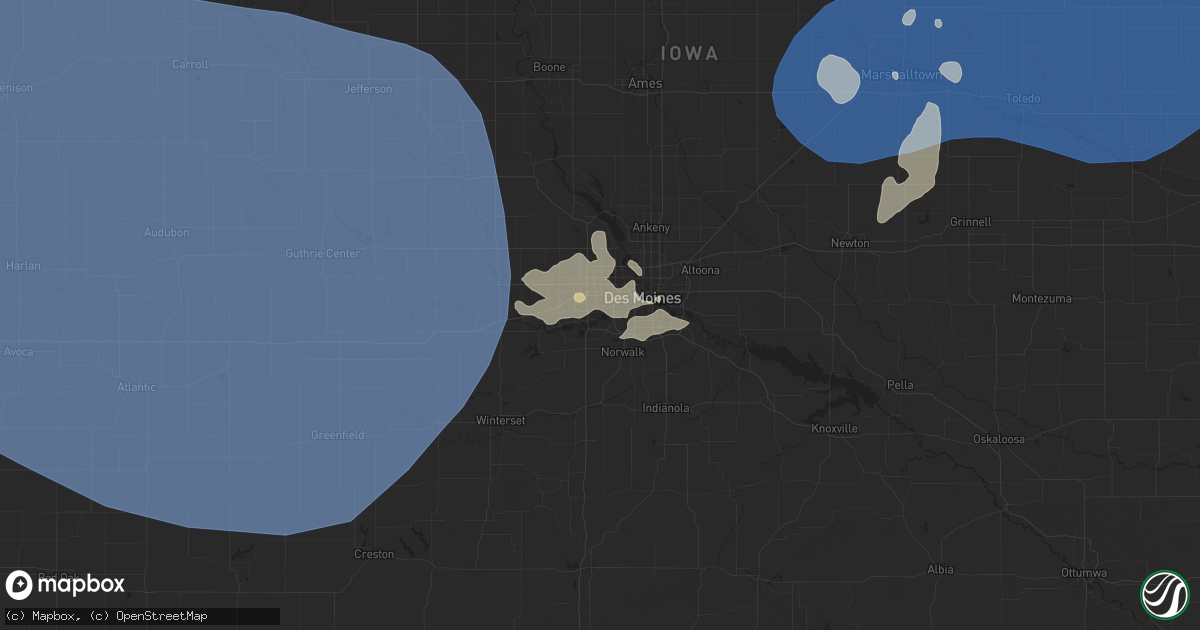 Hail map in West Des Moines, IA on July 29, 2025