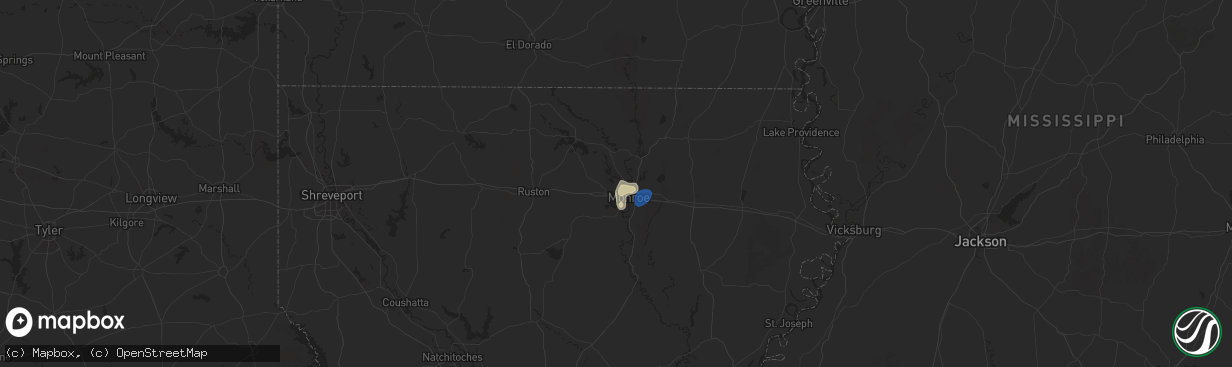 Hail map in West Monroe, LA on July 29, 2025