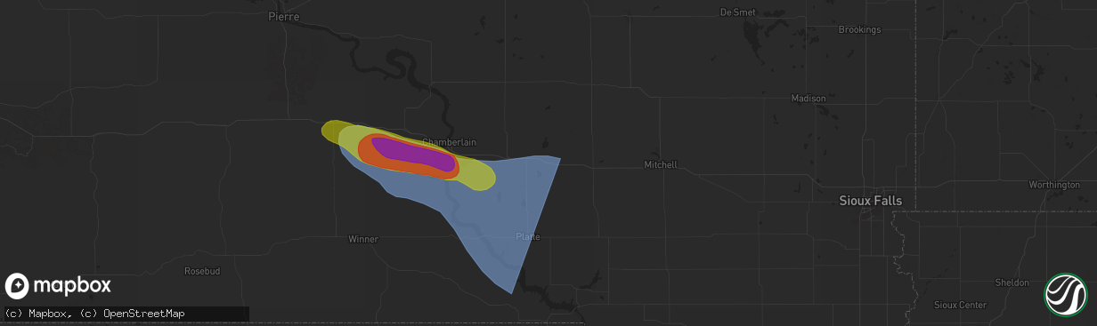 Hail map in White Lake, SD on July 29, 2025