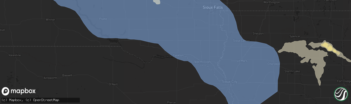 Hail map in Yankton, SD on July 29, 2025