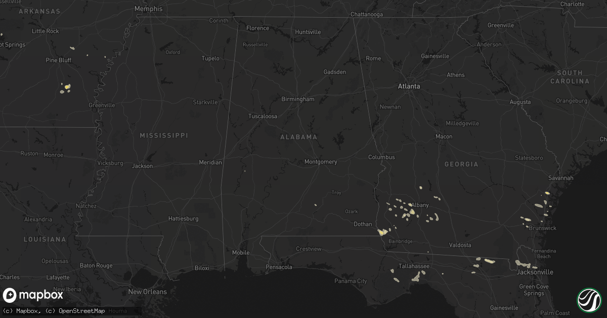 Hail map in Alabama on July 29, 2026
