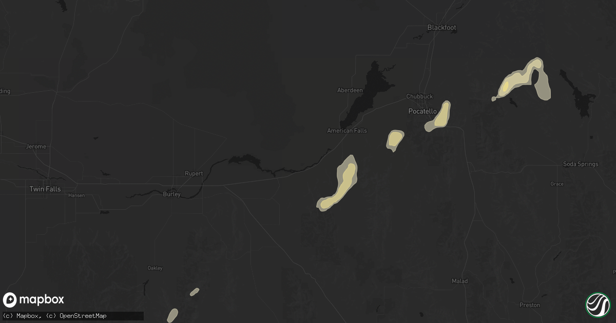Hail map in American Falls, ID on July 29, 2026