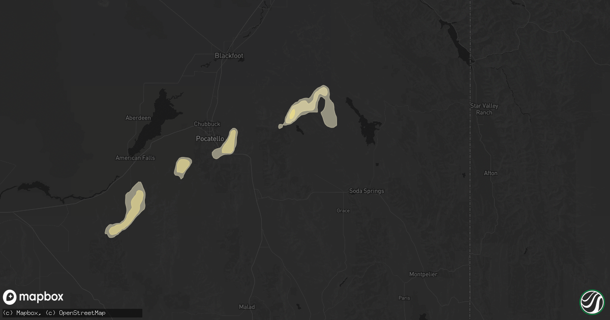 Hail map in Bancroft, ID on July 29, 2026