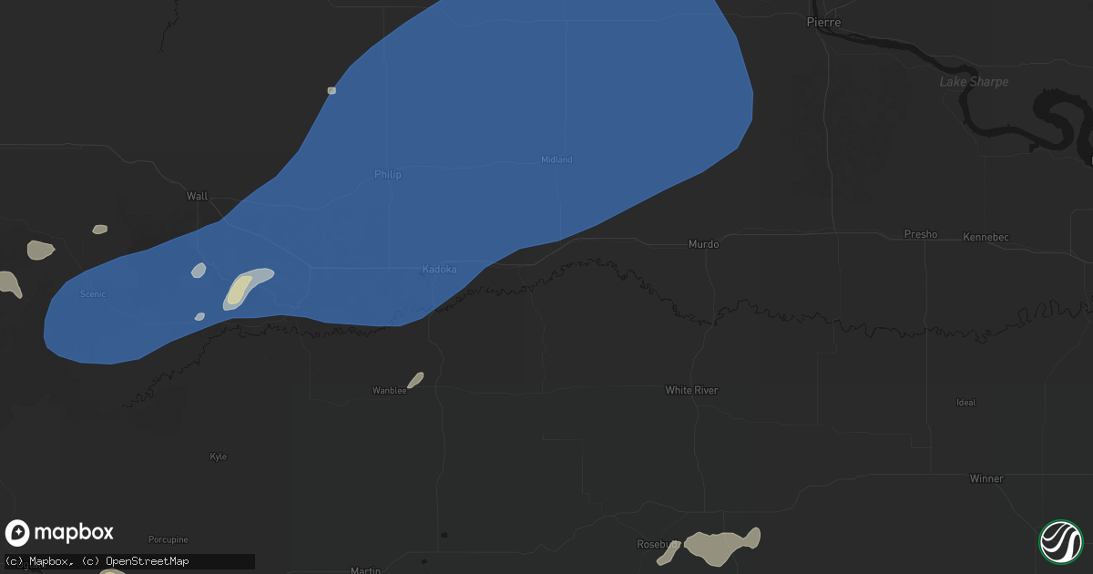 Hail map in Belvidere, SD on July 29, 2026