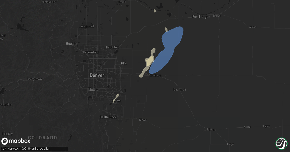 Hail map in Bennett, CO on July 29, 2026