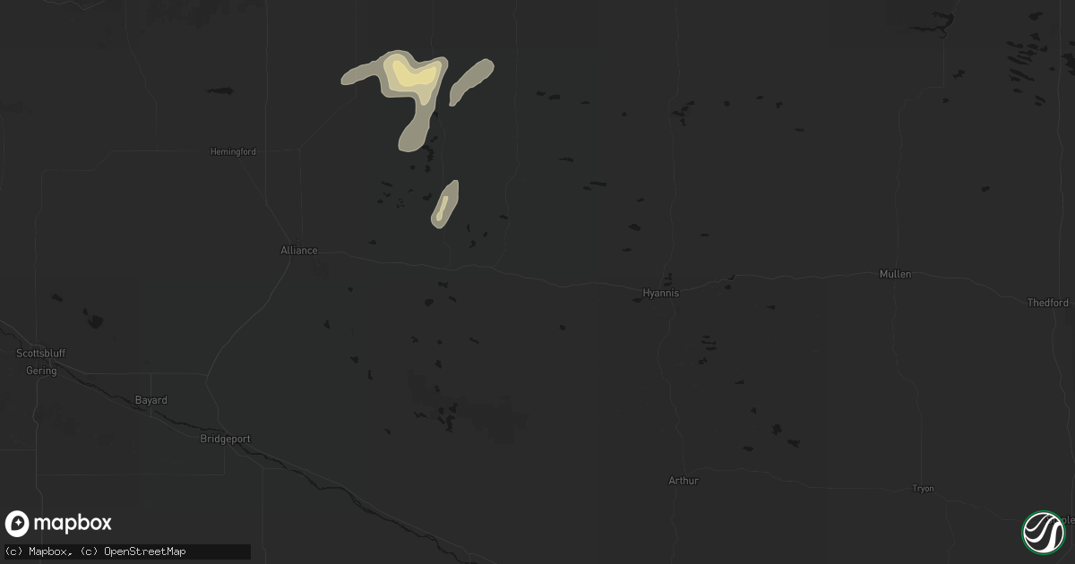 Hail map in Bingham, NE on July 29, 2026