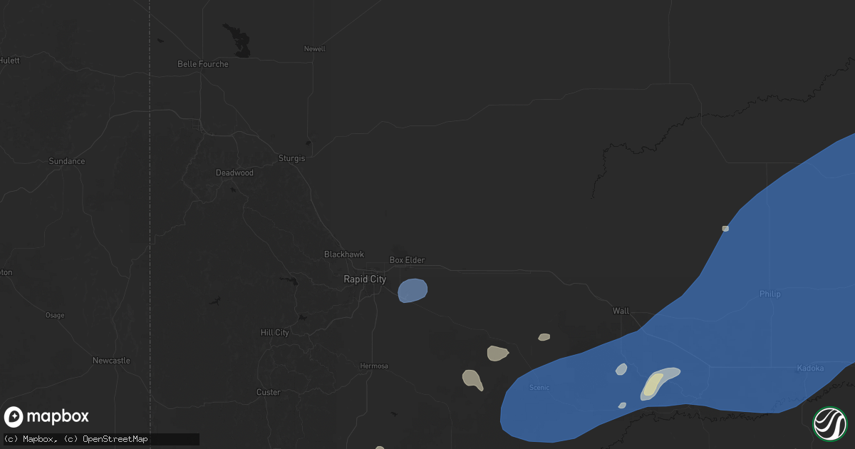 Hail map in Box Elder, SD on July 29, 2026