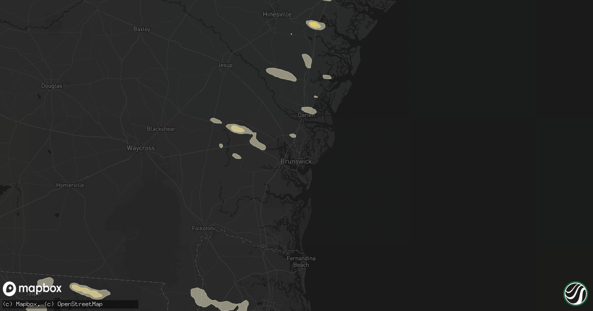Hail map in Brunswick, GA on July 29, 2026