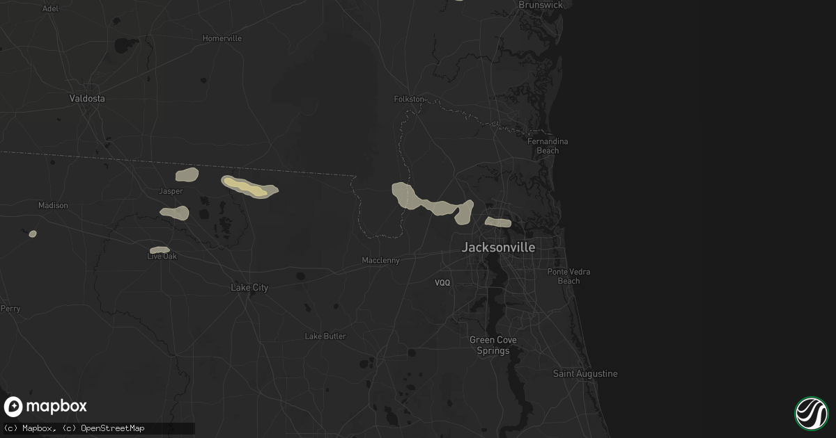 Hail map in Bryceville, FL on July 29, 2026