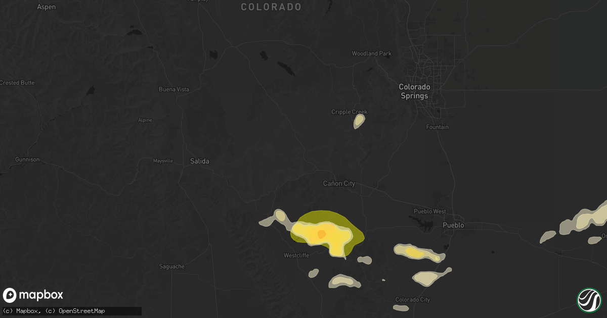 Hail map in Canon City, CO on July 29, 2026