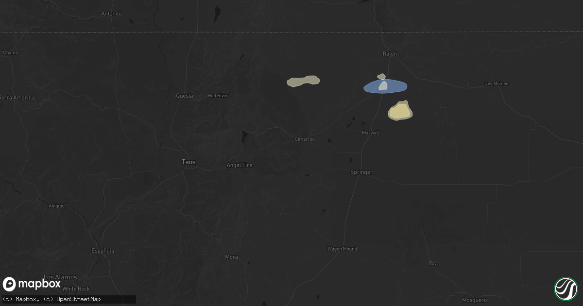 Hail map in Cimarron, NM on July 29, 2026