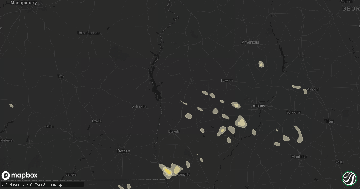 Hail map in Coleman, GA on July 29, 2026