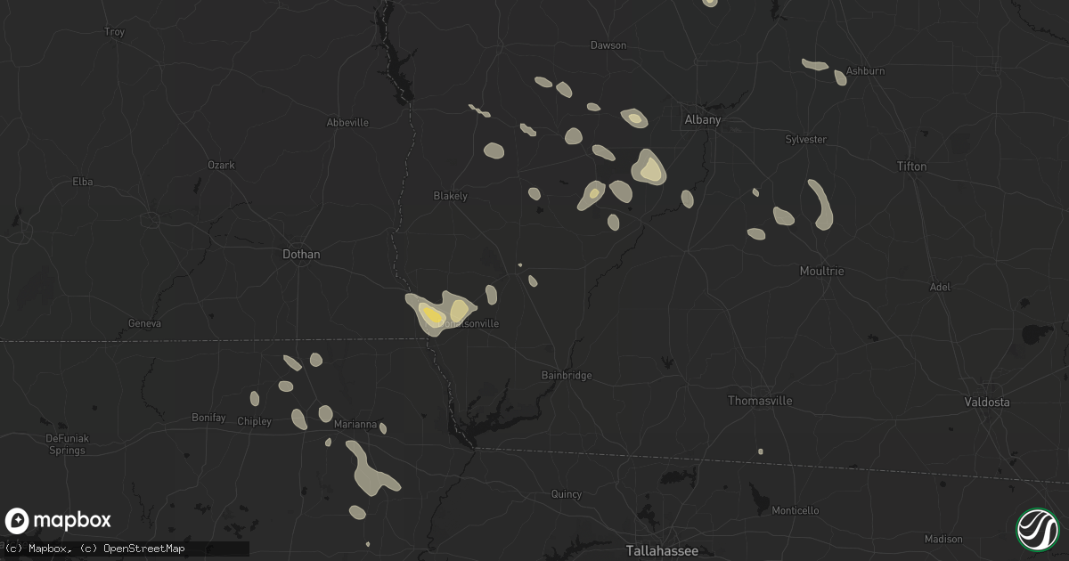 Hail map in Colquitt, GA on July 29, 2026