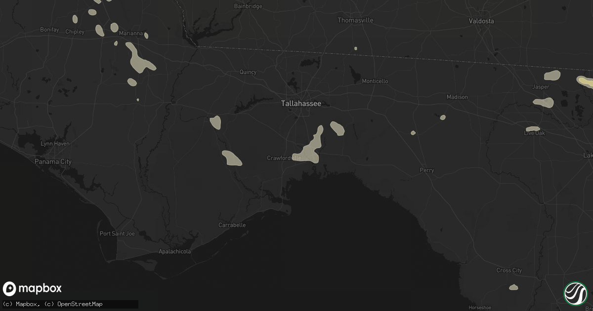 Hail map in Crawfordville, FL on July 29, 2026