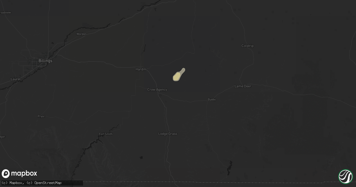 Hail map in Crow Agency, MT on July 29, 2026