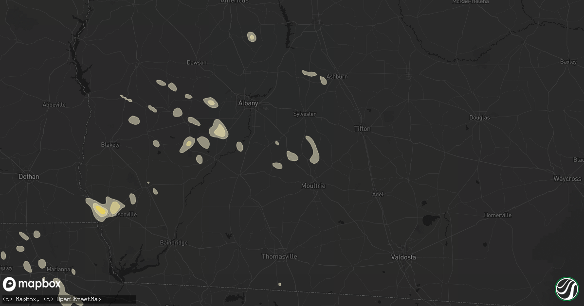 Hail map in Doerun, GA on July 29, 2026
