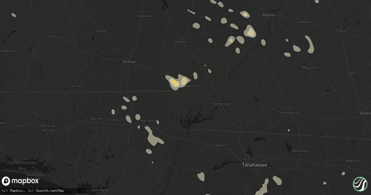 Hail map in Donalsonville, GA on July 29, 2026