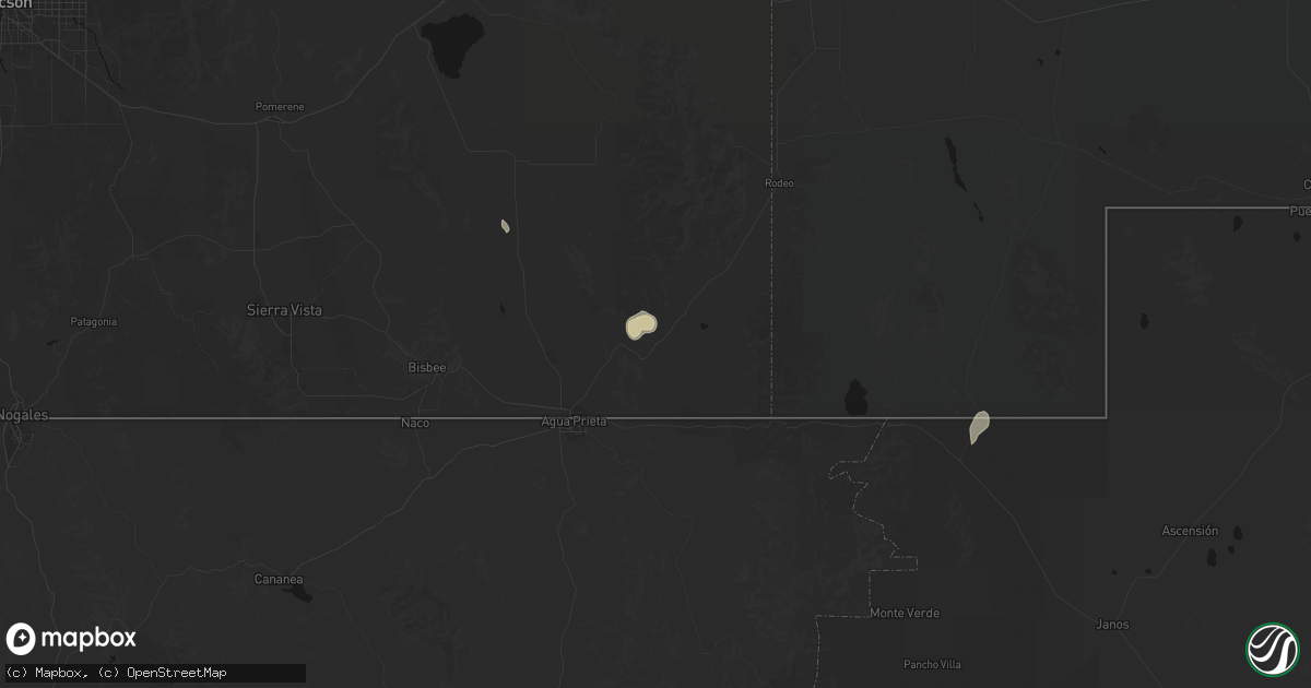 Hail map in Douglas, AZ on July 29, 2026