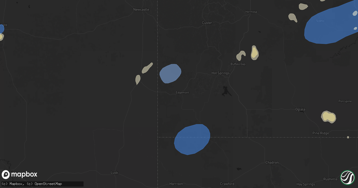 Hail map in Edgemont, SD on July 29, 2026