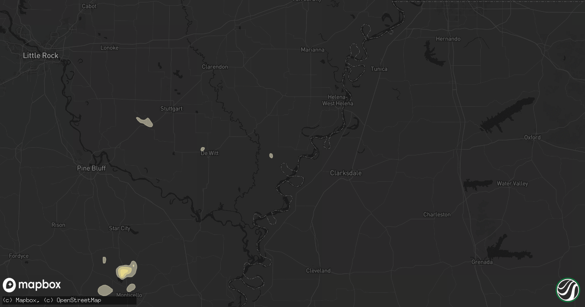 Hail map in Elaine, AR on July 29, 2026