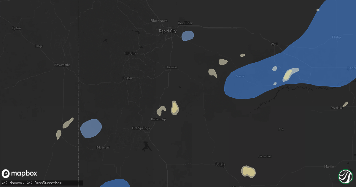 Hail map in Fairburn, SD on July 29, 2026
