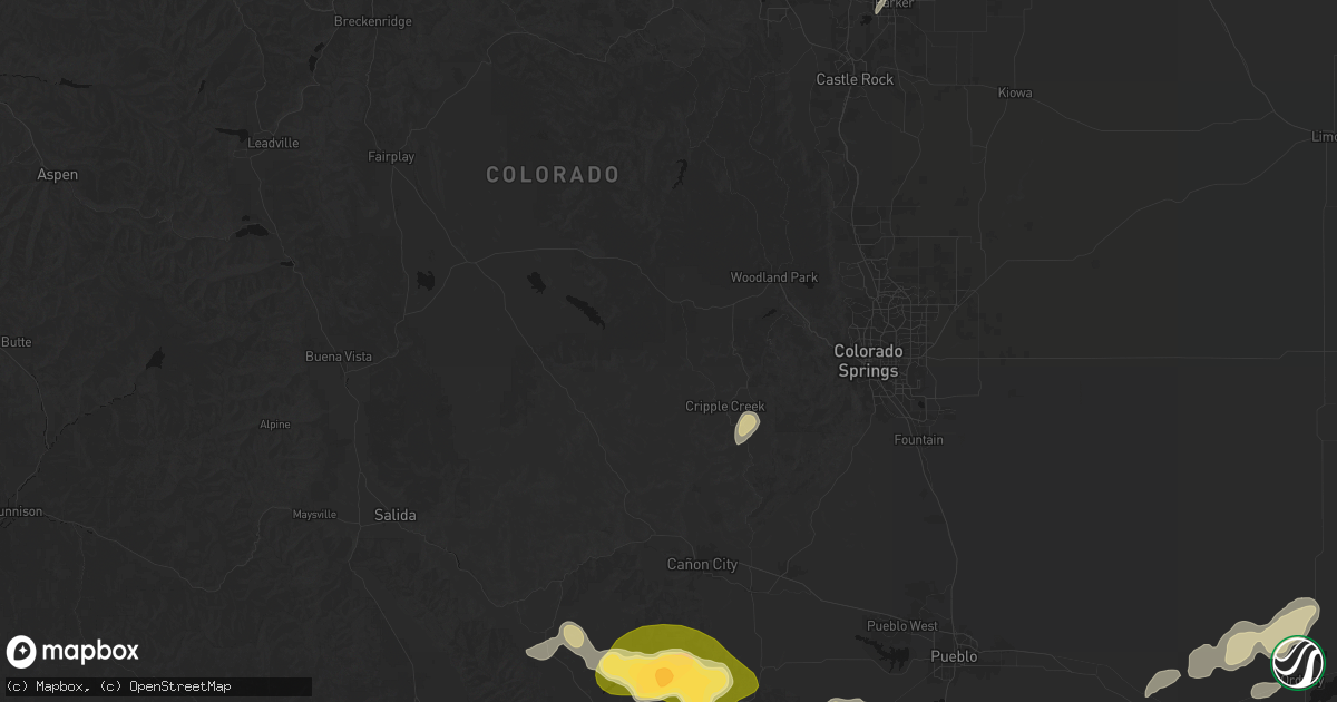 Hail map in Florissant, CO on July 29, 2026