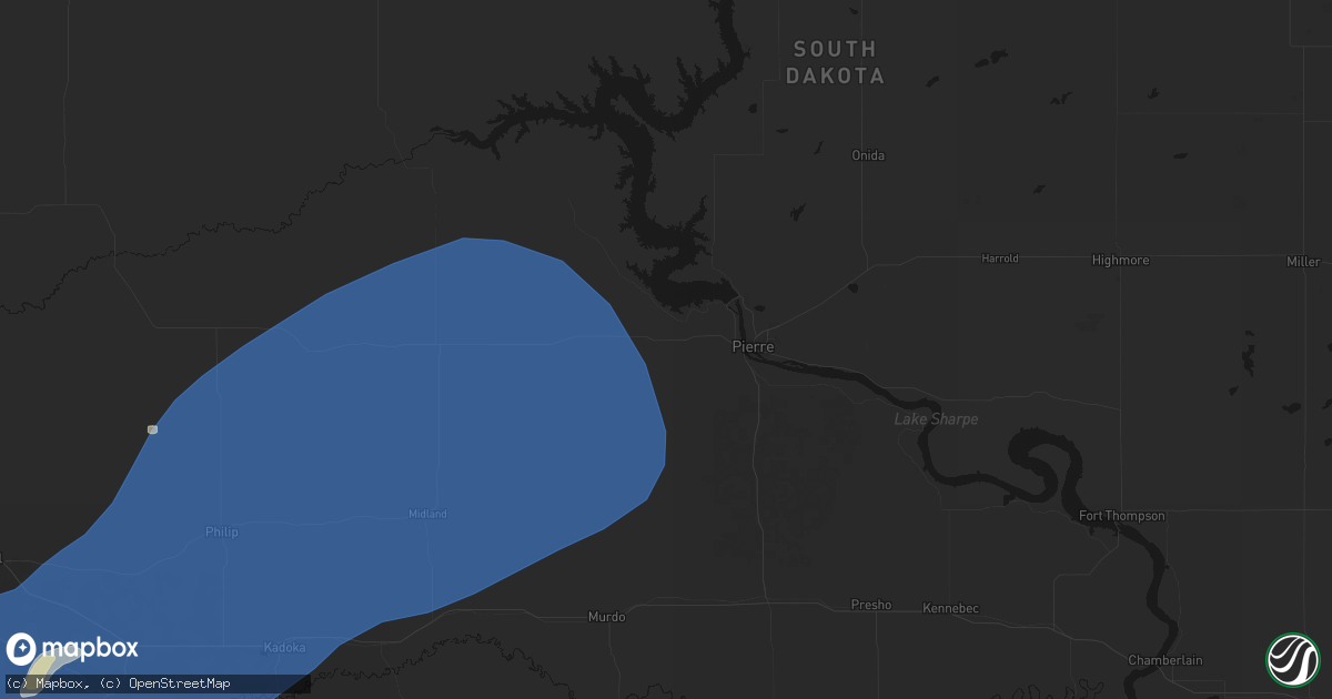 Hail map in Fort Pierre, SD on July 29, 2026
