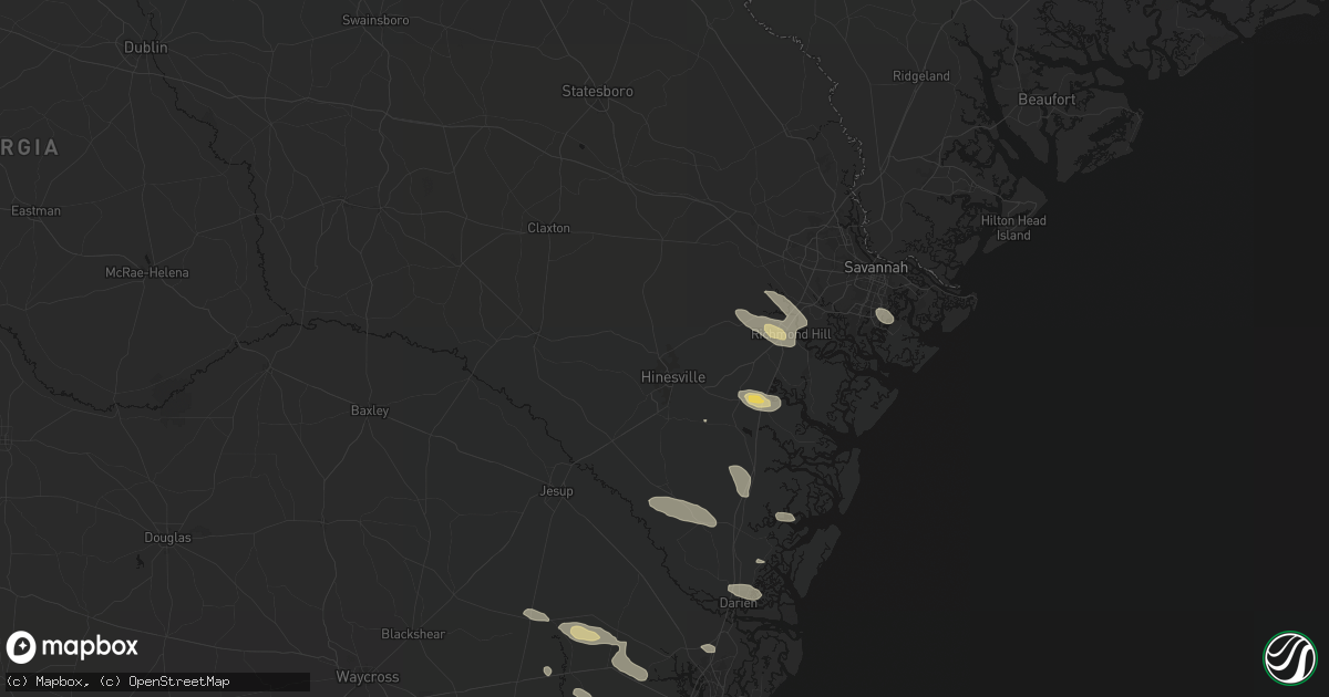 Hail map in Fort Stewart, GA on July 29, 2026