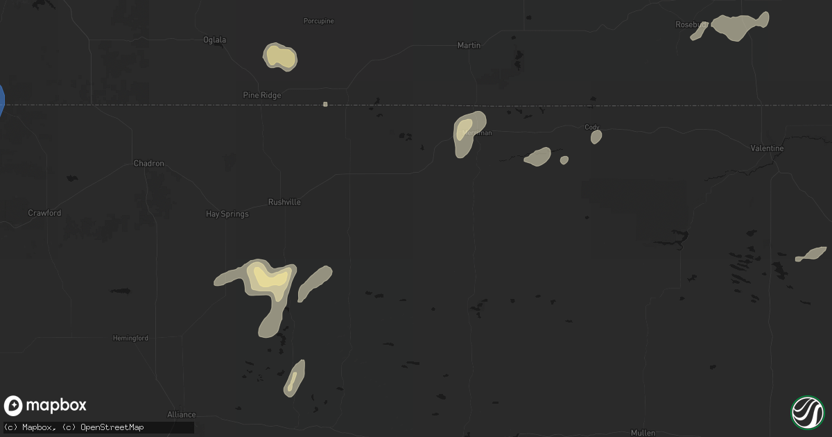 Hail map in Gordon, NE on July 29, 2026