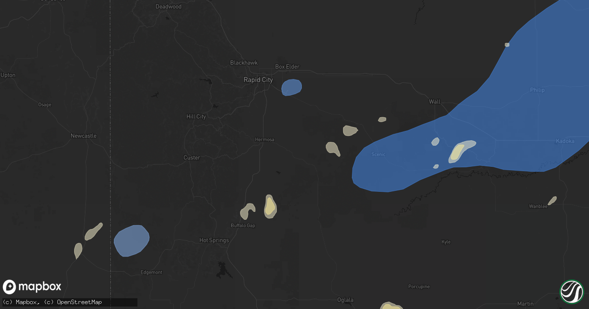 Hail map in Hermosa, SD on July 29, 2026