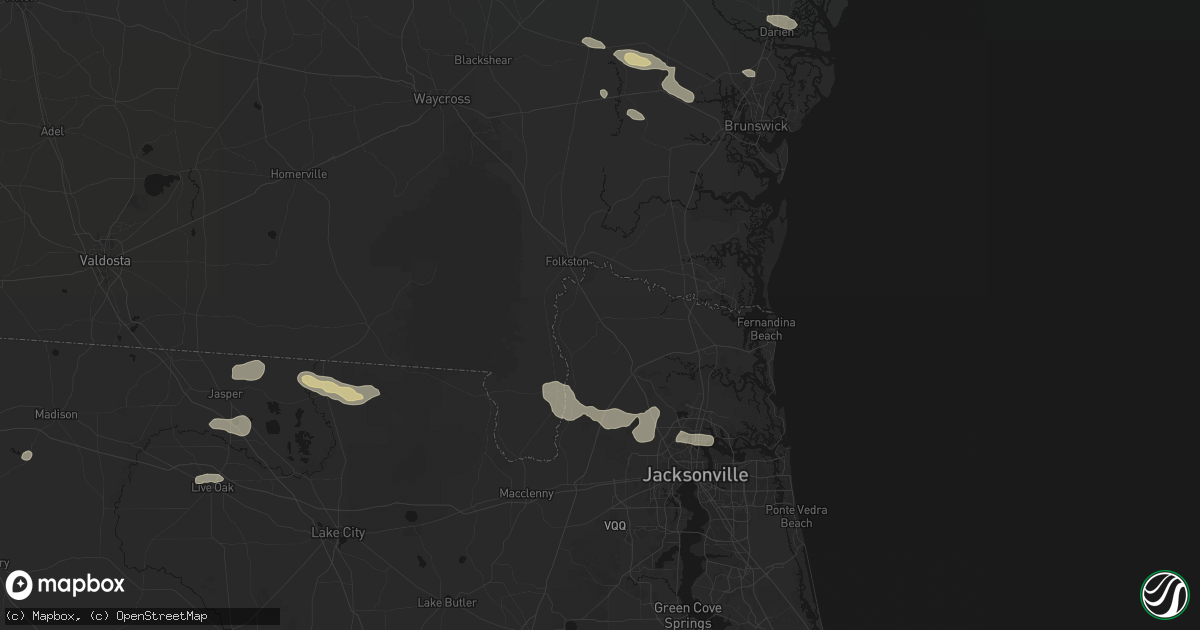 Hail map in Hilliard, FL on July 29, 2026