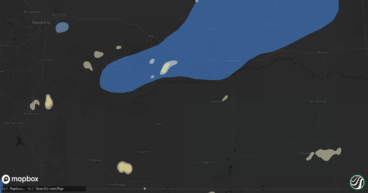 Hail map in Interior, SD on July 29, 2026